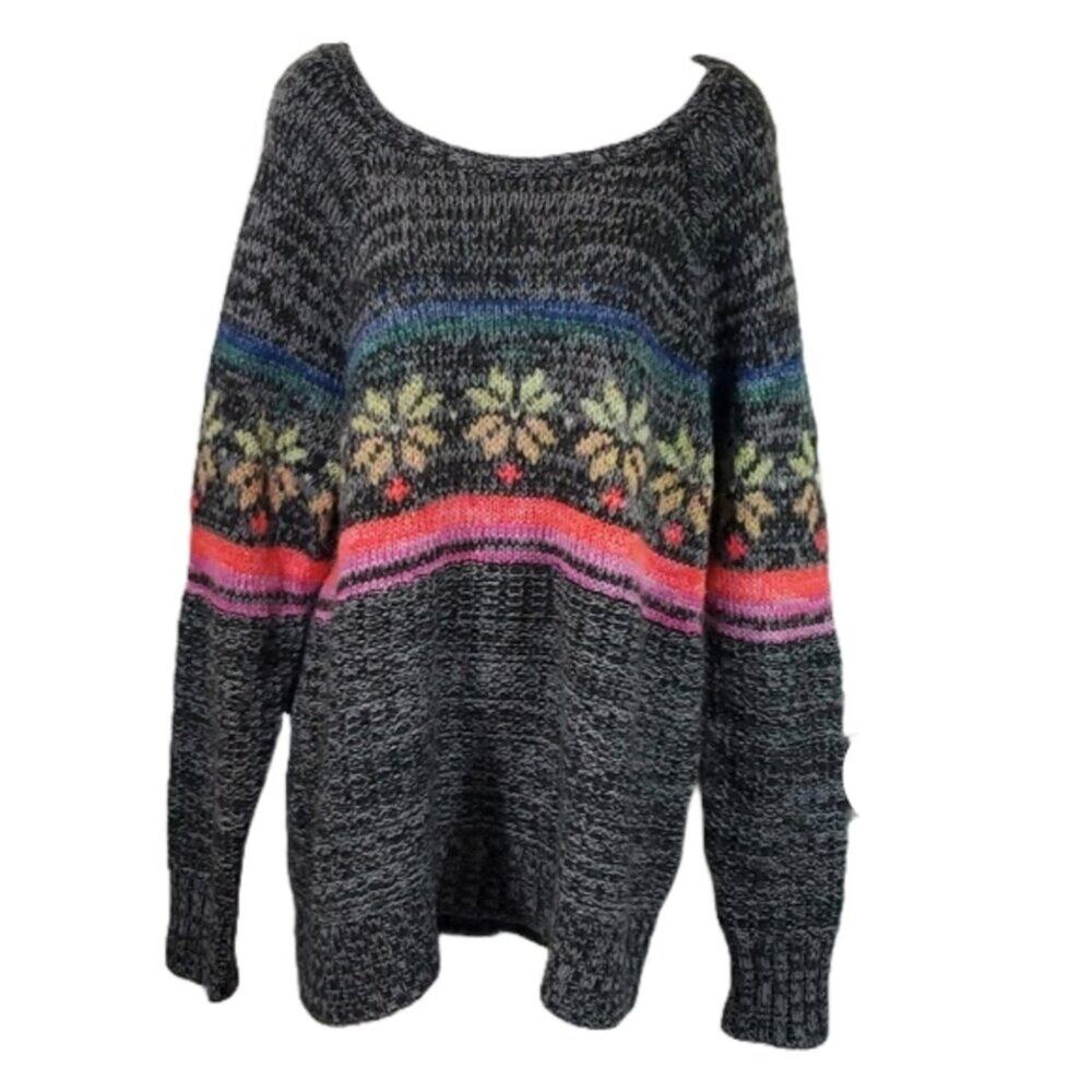 American Eagle Rainbow Snowflake Fair Isle Jegging Sweater SZ XL - Picture 2 of 10